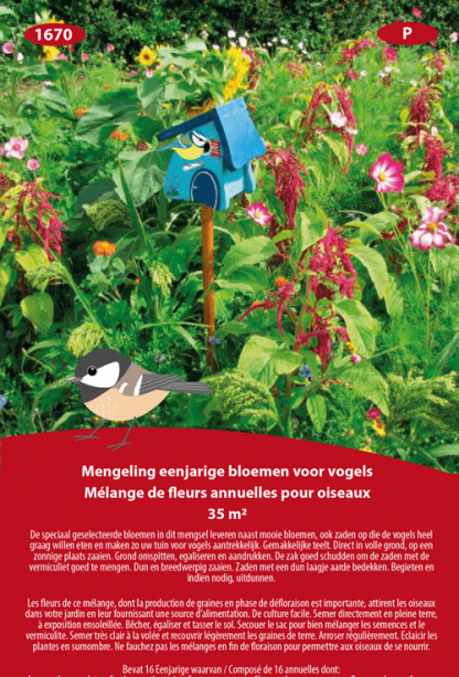 Mélange de fleurs annuelles pour oiseaux 35 m²