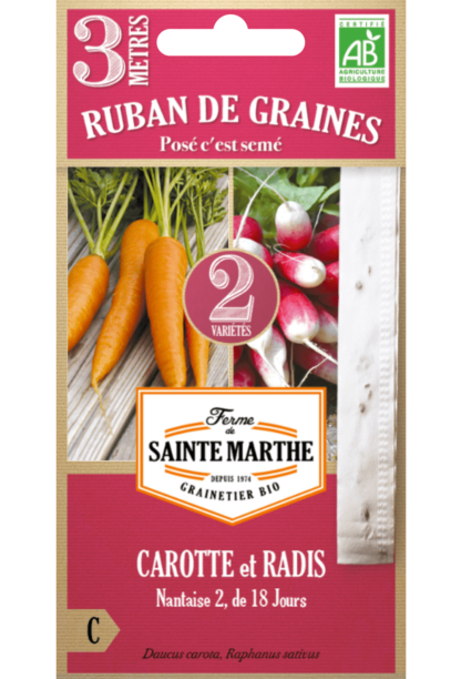 Carotte Nantaise 2 & Radis de 18 jours ruban 3m