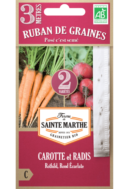 Carotte Rothild et Radis Rond Écarlate ruban 3m