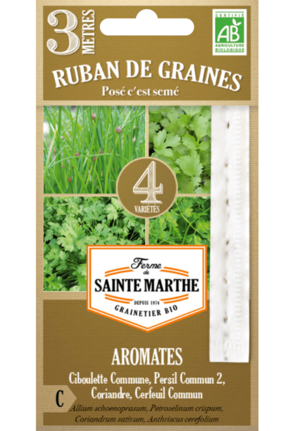 Aromates en mélange (Ciboulette Commune, Persil Commun 2, Coriandre, Cerfeuil Commun) ruban 3m