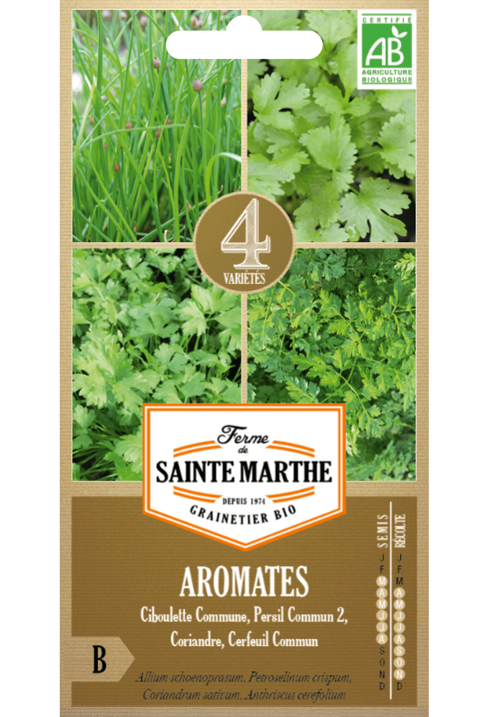 Aromates en mélange (Ciboulette Commune, Persil Commun 2, Coriandre, Cerfeuil commun)